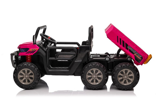 24v Construction Truck 4x4 with Electric Tipping Rose Pink