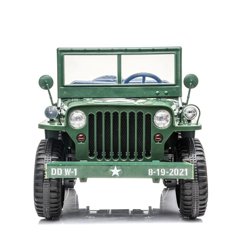 Load image into Gallery viewer, 24V X 14 AH 4WD Willys Jeep for Kids 3 Seater Military Jeep - Green
