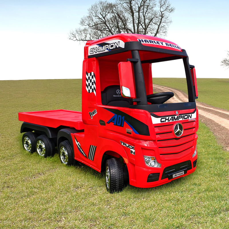 Load image into Gallery viewer, 24v Licensed Mercedes-Benz 4x4 Actros Race Truck with Trailer - White
